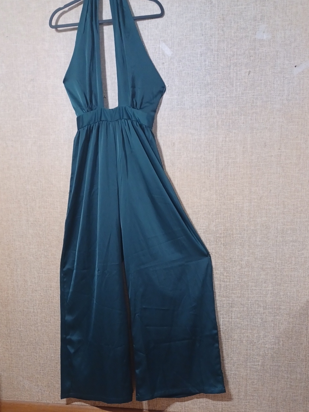 Nasty Gal Teal Halter Wide-Leg Jumpsuit